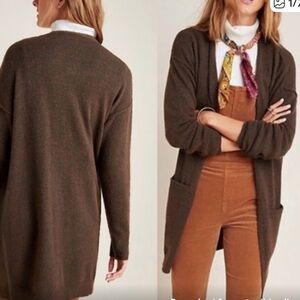 Anthropologie Chocolate Brown Open-Front Cardigan, very elegant .